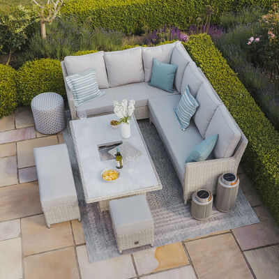 Oxford Corner Dining Set with Rising Table (Ceramic Glass)