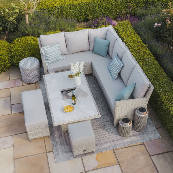 Oxford Corner Dining Set with Rising Table (Ceramic Glass)