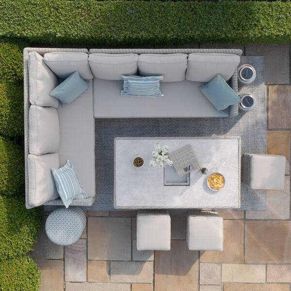 Maze - Oxford Rattan Corner Dining Set with Ice Bucket & Rising Table - Ceramic Glass product image