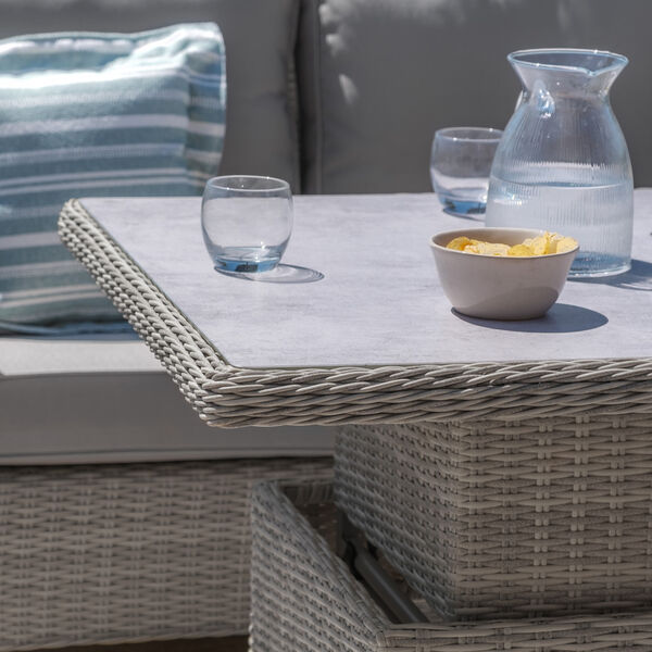 Maze - Oxford Rattan Corner Dining Set with Ice Bucket & Rising Table - Ceramic Glass product image