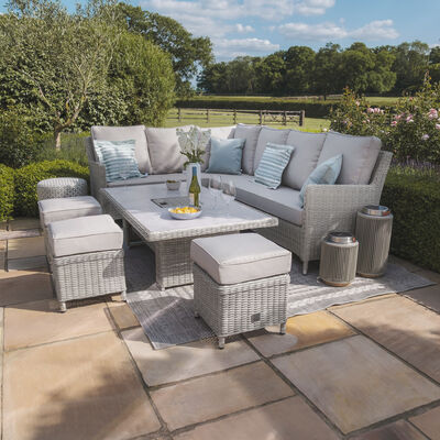Maze - Oxford Rattan Corner Dining Set with Ice Bucket & Rising Table - Ceramic Glass product image