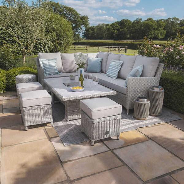 Maze - Oxford Rattan Corner Dining Set with Ice Bucket & Rising Table - Ceramic Glass product image
