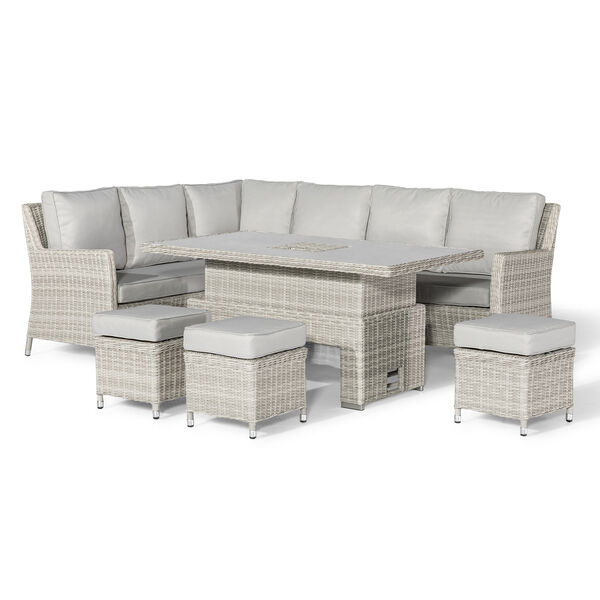 Maze - Oxford Rattan Corner Dining Set with Ice Bucket & Rising Table - Ceramic Glass product image
