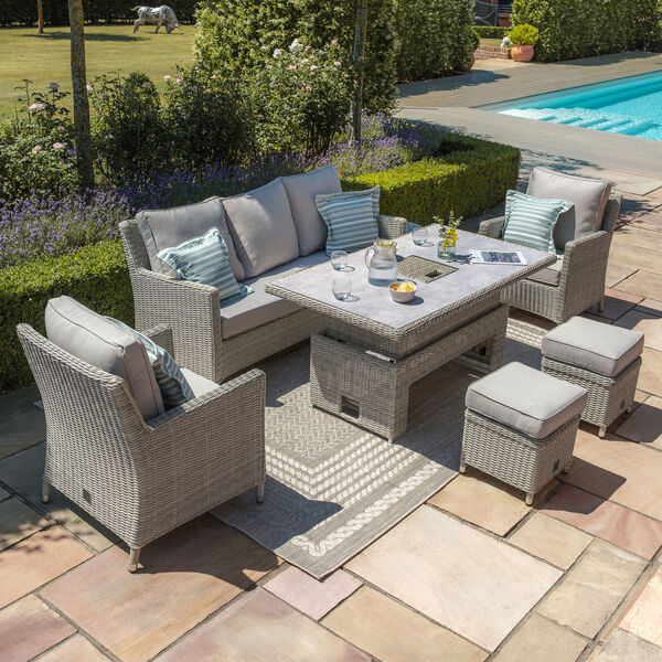 Maze - Oxford Sofa Rattan Dining Set with Ice Bucket & Rising Table - Ceramic Glass product image