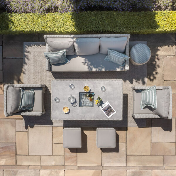 Maze - Oxford Sofa Rattan Dining Set with Ice Bucket & Rising Table - Ceramic Glass product image