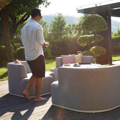 Maze - Outdoor Fabric Snug Lifestyle Suite with Rising Table - Lead Chine product image