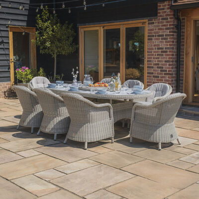 Maze - Oxford 8 Seat Oval Dining Set with Heritage Dining Chairs & Woven Lazy Susan - Ceramic Glass product image
