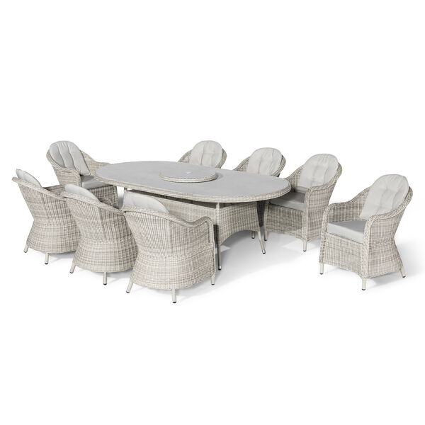 Maze - Oxford 8 Seat Oval Dining Set with Heritage Dining Chairs & Woven Lazy Susan - Ceramic Glass product image