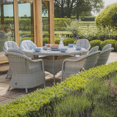 Maze - Oxford 6 Seat Oval Dining Set with Heritage Dining Chairs & Woven Lazy Susan - Ceramic Glass product image