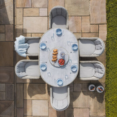 Maze - Oxford 6 Seat Oval Dining Set with Heritage Dining Chairs & Woven Lazy Susan - Ceramic Glass product image