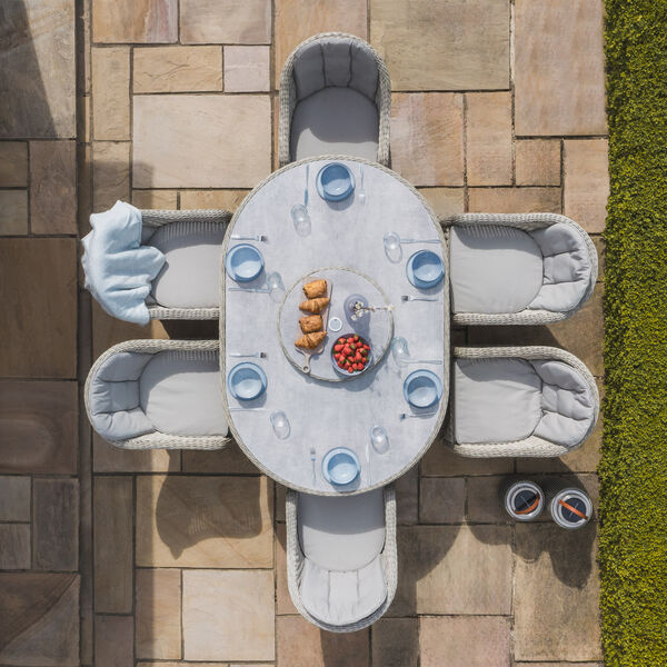 Maze - Oxford 6 Seat Oval Dining Set with Heritage Dining Chairs & Woven Lazy Susan - Ceramic Glass product image