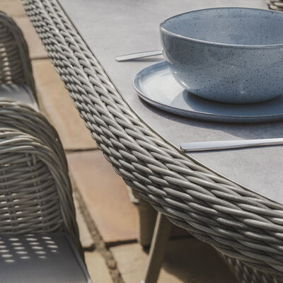 Maze - Oxford 6 Seat Oval Dining Set with Heritage Dining Chairs & Woven Lazy Susan - Ceramic Glass product image