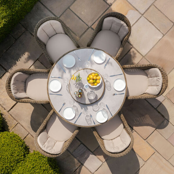 Maze - Winchester 6 Seat Round Dining Set with Heritage Dining Chairs & Woven Lazy Susan - Ceramic Glass product image