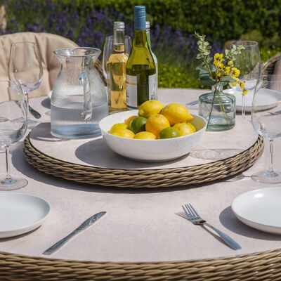 Maze - Winchester 6 Seat Round Dining Set with Heritage Dining Chairs & Woven Lazy Susan - Ceramic Glass product image