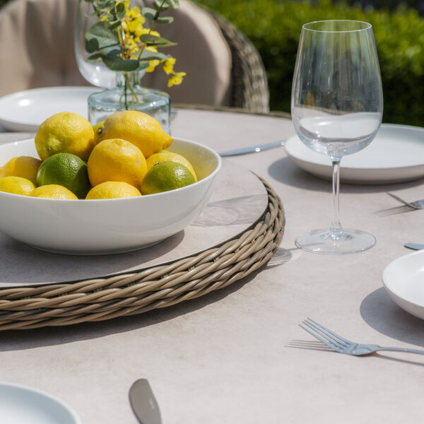 Maze - Winchester 6 Seat Round Dining Set with Heritage Dining Chairs & Woven Lazy Susan - Ceramic Glass product image