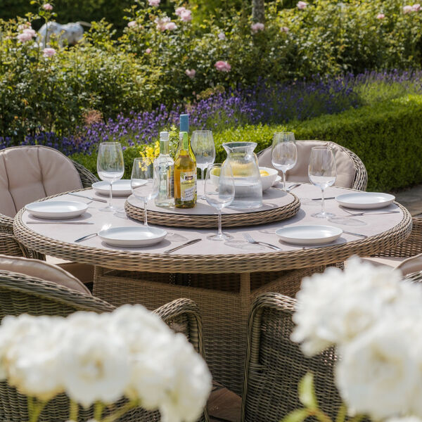 Maze - Winchester 6 Seat Round Dining Set with Heritage Dining Chairs & Woven Lazy Susan - Ceramic Glass product image