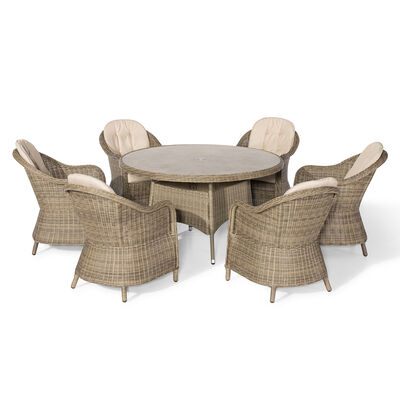Maze - Winchester 6 Seat Round Dining Set with Heritage Dining Chairs & Woven Lazy Susan - Ceramic Glass product image