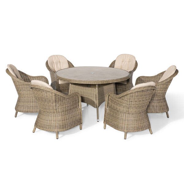 Maze - Winchester 6 Seat Round Dining Set with Heritage Dining Chairs & Woven Lazy Susan - Ceramic Glass product image