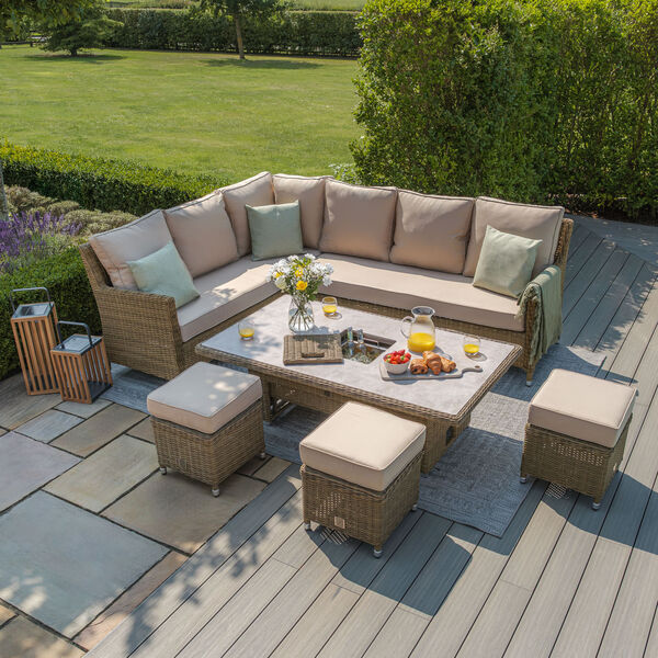Maze - Winchester Corner Rattan Dining Set with Ice Bucket & Rising Table - Ceramic Glass product image