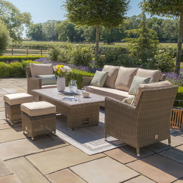Maze - Winchester Sofa Rattan Dining Set with Ice Bucket & Rising Table - Ceramic Glass product image