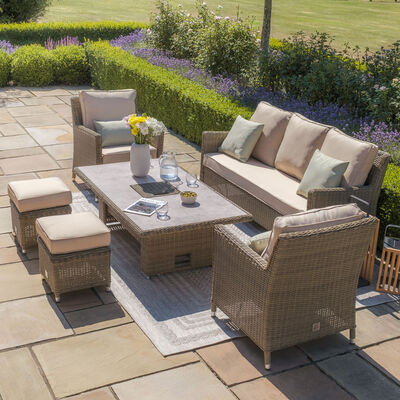 Maze - Winchester Sofa Rattan Dining Set with Ice Bucket & Rising Table - Ceramic Glass product image