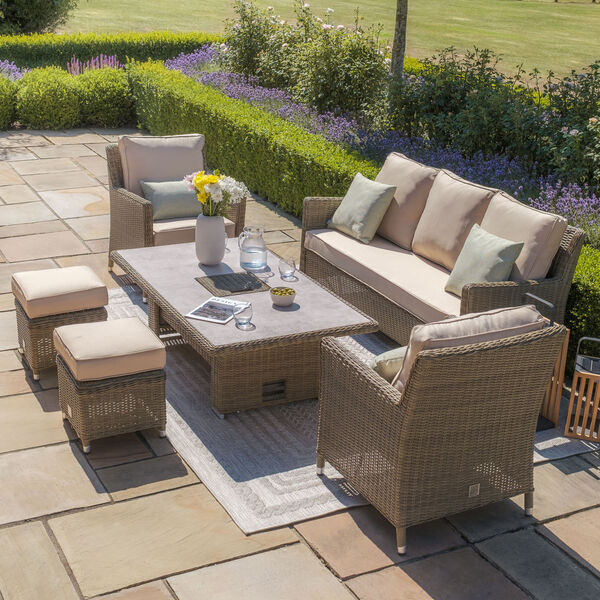 Maze - Winchester Sofa Rattan Dining Set with Ice Bucket & Rising Table - Ceramic Glass product image