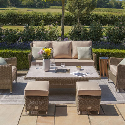 Maze - Winchester Sofa Rattan Dining Set with Ice Bucket & Rising Table - Ceramic Glass product image