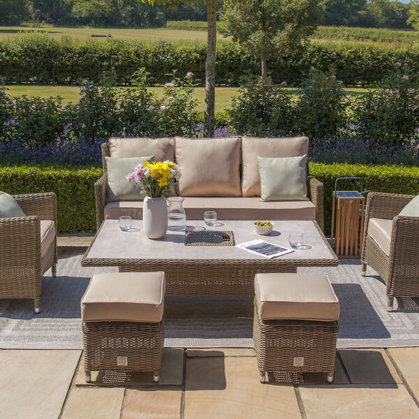 Maze - Winchester Sofa Rattan Dining Set with Ice Bucket & Rising Table - Ceramic Glass product image