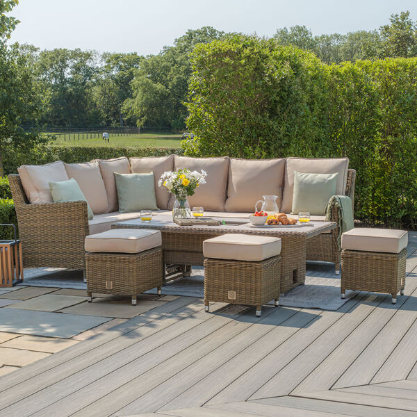 Maze - Winchester Corner Rattan Dining Set with Ice Bucket & Rising Table - Ceramic Glass product image