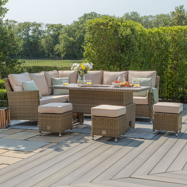 Maze - Winchester Corner Rattan Dining Set with Ice Bucket & Rising Table - Ceramic Glass product image