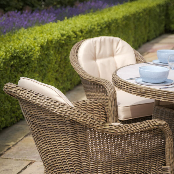 Maze - Winchester Heritage 4 Seat Round Rattan Dining Set - Ceramic ...
