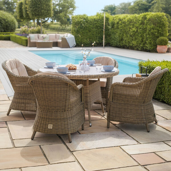 Maze - Winchester Heritage 4 Seat Round Rattan Dining Set - Ceramic ...