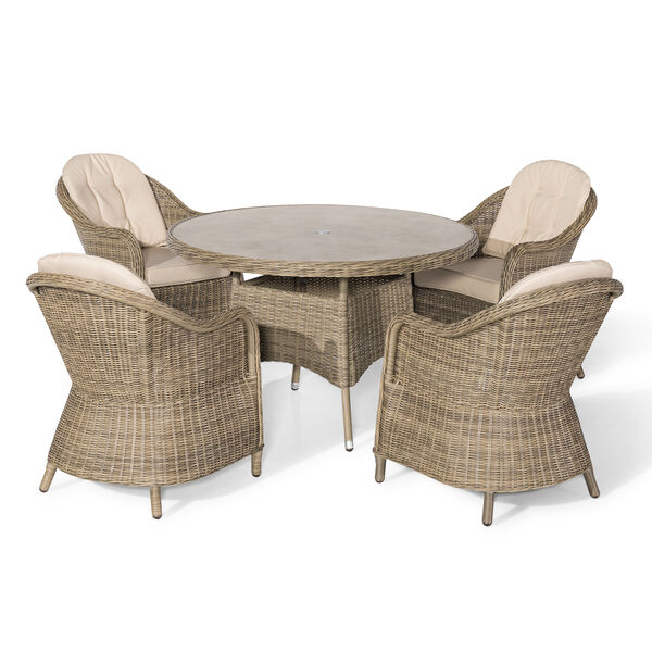 Maze - Winchester Heritage 4 Seat Round Rattan Dining Set - Ceramic ...