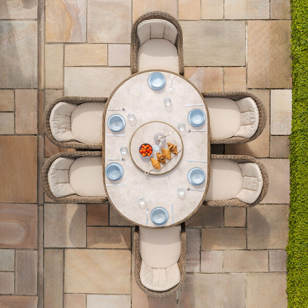 Maze - Winchester 6 Seat Oval Dining Set with Heritage Dining Chairs & Woven Lazy Susan - Ceramic Glass product image