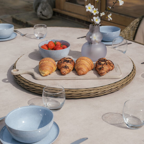 Maze - Winchester 6 Seat Oval Dining Set with Heritage Dining Chairs & Woven Lazy Susan - Ceramic Glass product image