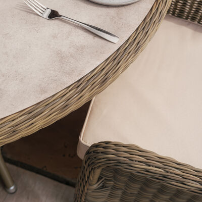 Maze - Winchester 6 Seat Oval Dining Set with Heritage Dining Chairs & Woven Lazy Susan - Ceramic Glass product image