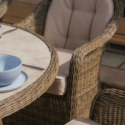 Maze - Winchester 6 Seat Oval Dining Set with Heritage Dining Chairs & Woven Lazy Susan - Ceramic Glass product image