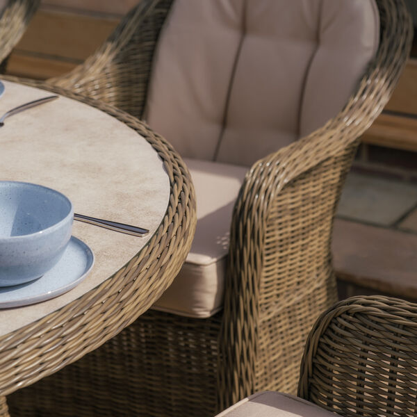 Maze - Winchester 6 Seat Oval Dining Set with Heritage Dining Chairs & Woven Lazy Susan - Ceramic Glass product image