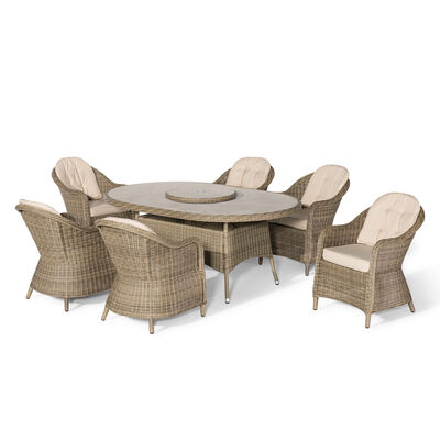 Maze - Winchester 6 Seat Oval Dining Set with Heritage Dining Chairs & Woven Lazy Susan - Ceramic Glass product image