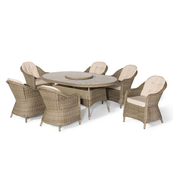 Maze - Winchester 6 Seat Oval Dining Set with Heritage Dining Chairs & Woven Lazy Susan - Ceramic Glass product image