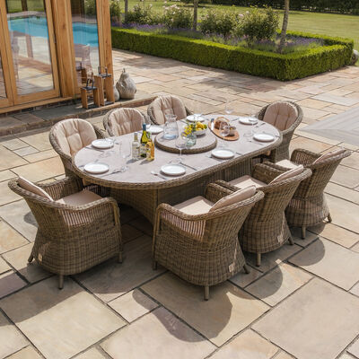 Maze - Winchester 8 Seat Oval Dining Set with Heritage Dining Chairs & Woven Lazy Susan - Ceramic Glass product image