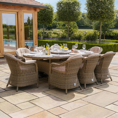 Maze - Winchester 8 Seat Oval Dining Set with Heritage Dining Chairs & Woven Lazy Susan - Ceramic Glass product image