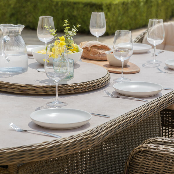 Maze - Winchester 8 Seat Oval Dining Set with Heritage Dining Chairs & Woven Lazy Susan - Ceramic Glass product image