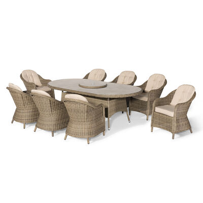 Maze - Winchester 8 Seat Oval Dining Set with Heritage Dining Chairs & Woven Lazy Susan - Ceramic Glass product image