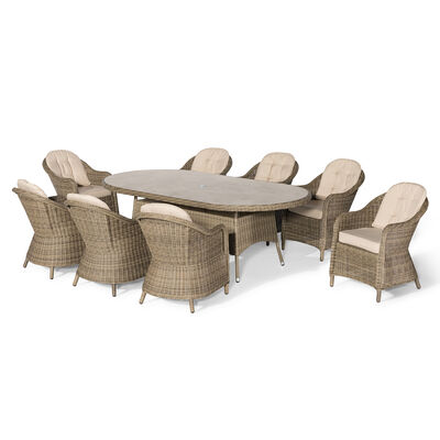 Maze - Winchester 8 Seat Oval Dining Set with Heritage Dining Chairs & Woven Lazy Susan - Ceramic Glass product image