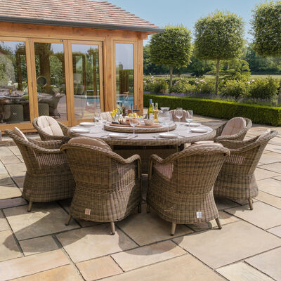 Maze - Winchester 8 Seat Round Dining Set with Heritage Dining Chairs & Woven Lazy Susan - Ceramic Glass product image