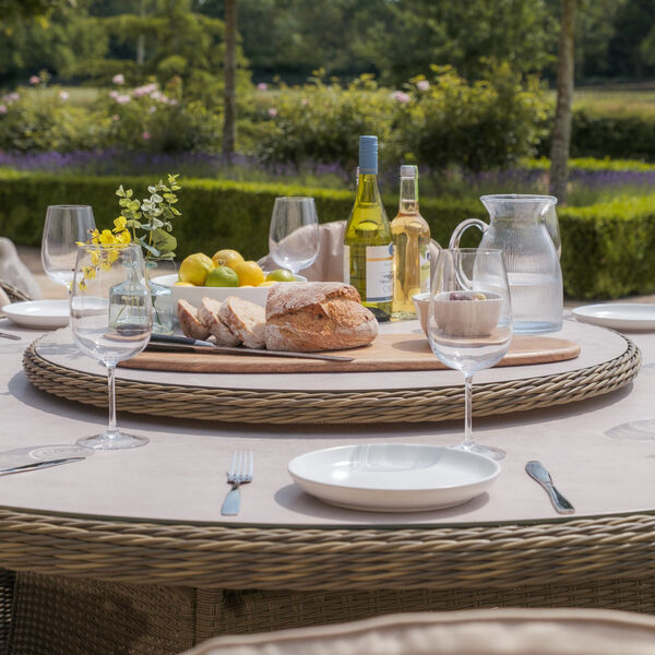 Maze - Winchester 8 Seat Round Dining Set with Heritage Dining Chairs & Woven Lazy Susan - Ceramic Glass product image