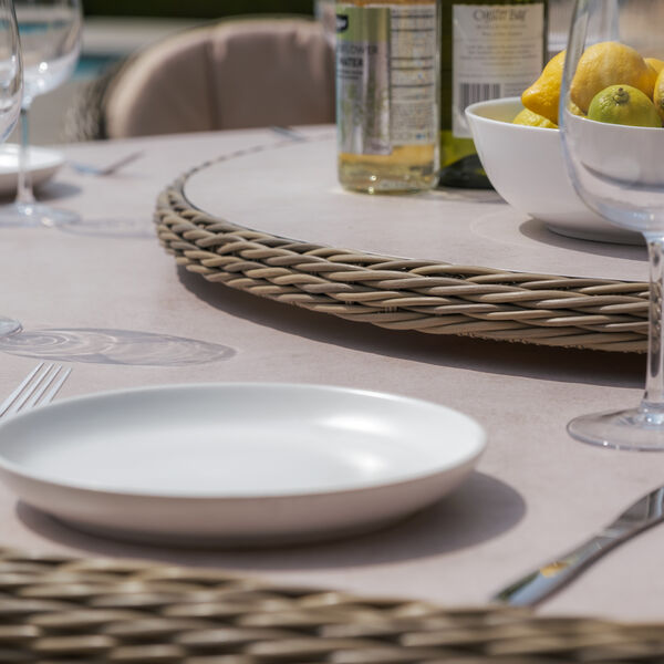 Maze - Winchester 8 Seat Round Dining Set with Heritage Dining Chairs & Woven Lazy Susan - Ceramic Glass product image