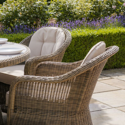 Maze - Winchester 8 Seat Round Dining Set with Heritage Dining Chairs & Woven Lazy Susan - Ceramic Glass product image