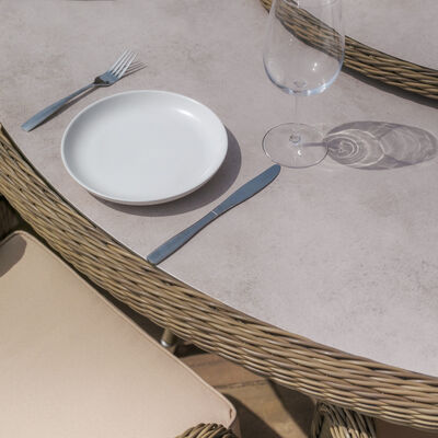 Maze - Winchester 8 Seat Round Dining Set with Heritage Dining Chairs & Woven Lazy Susan - Ceramic Glass product image